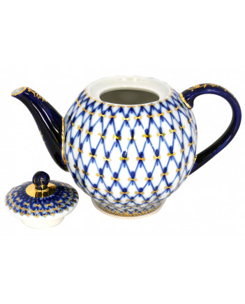  LOMONOSOV IMPERIAL PORCELAIN TEAPOT TULIP COBALT NET 3 CUPS 600 ML 20 oz