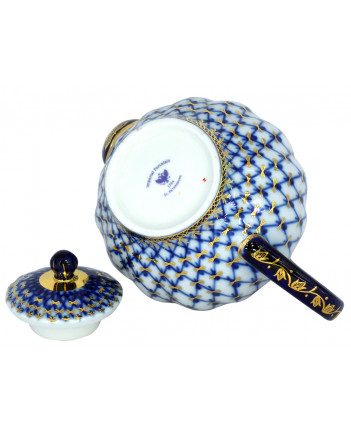  LOMONOSOV IMPERIAL PORCELAIN TEAPOT TULIP COBALT NET 3 CUPS 600 ML 20 oz