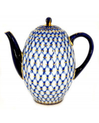  LOMONOSOV IMPERIAL PORCELAIN COFFEE POT COBALT NET TULIP 8 Cup 40 oz/1200 ml