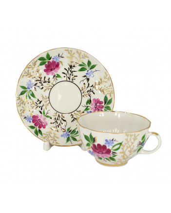  LOMONOSOV IMPERIAL PORCELAIN TEACUP AND SAUCER TULIP GOLDEN GRASSES 250 ML/8.45 OZ