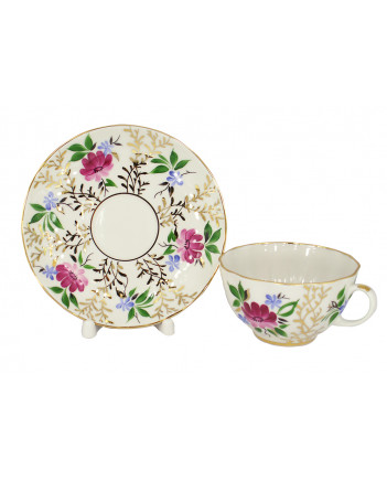  LOMONOSOV IMPERIAL PORCELAIN TEACUP AND SAUCER TULIP GOLDEN GRASSES 250 ML/8.45 OZ