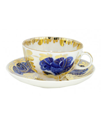  LOMONOSOV IMPERIAL PORCELAIN TEACUP AND SAUCER TULIP GOLDEN GARDEN 250 ML/8.45 OZ