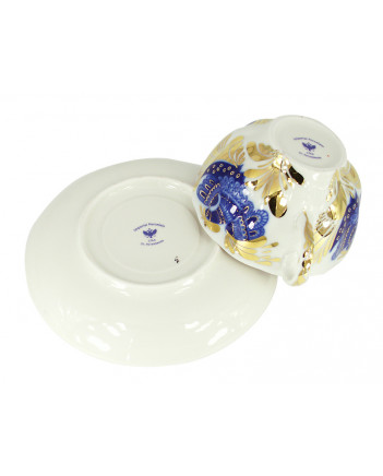  LOMONOSOV IMPERIAL PORCELAIN TEACUP AND SAUCER TULIP GOLDEN GARDEN 250 ML/8.45 OZ