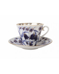 LOMONOSOV IMPERIAL PORCELAIN TEACUP AND SAUCER RADIANT BLUEBELLS 235 ML/8 OZ