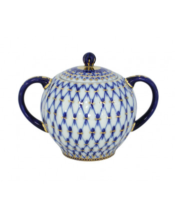  LOMONOSOV IMPERIAL PORCELAIN TEA SET SERVICE TULIP COBALT NET  22 items