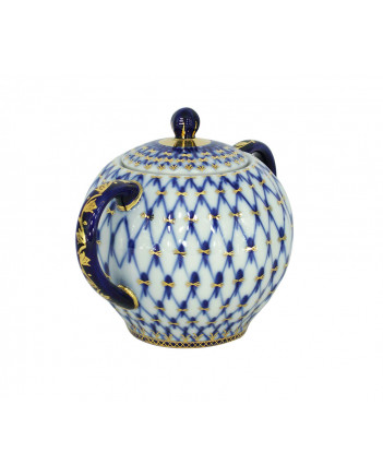 LOMONOSOV IMPERIAL PORCELAIN SUGAR BOWL TULIP COBALT NET 15 OZ/450 ML
