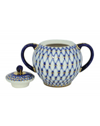 LOMONOSOV IMPERIAL PORCELAIN SUGAR BOWL TULIP COBALT NET 15 OZ/450 ML