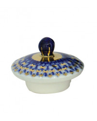 LOMONOSOV IMPERIAL PORCELAIN SUGAR BOWL TULIP COBALT NET TOP LID COVER