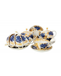 LOMONOSOV IMPERIAL PORCELAIN TEA SET SERVICE TULIP GOLDEN GARDEN  20 items
