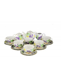 LOMONOSOV IMPERIAL PORCELAIN TEA SET SERVICE TULIP FOREST VIOLET 20 items