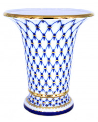 LOMONOSOV IMPERIAL PORCELAIN FLOWER VASE COBALT NET EMPIRE 20 CM/8"