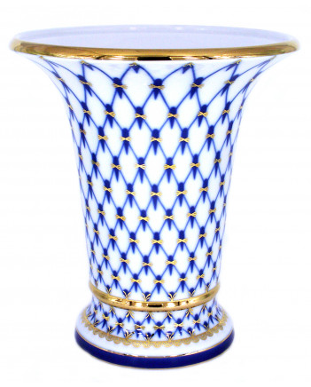 LOMONOSOV IMPERIAL PORCELAIN FLOWER VASE COBALT NET EMPIRE 20 CM/8"