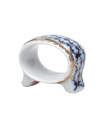 LOMONOSOV IMPERIAL PORCELAIN NAPKIN RING COBALT NET 