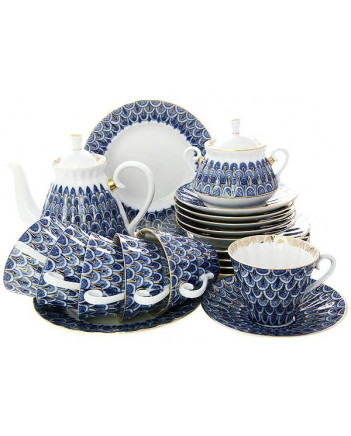 LOMONOSOV IMPERIAL PORCELAIN TEA SET SERVICE FORGET-ME-NOT 20 items
