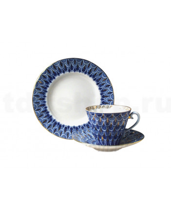 LOMONOSOV IMPERIAL PORCELAIN TEA SET SERVICE FORGET-ME-NOT 20 items