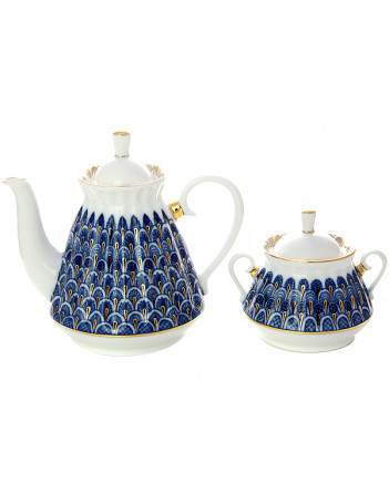 LOMONOSOV IMPERIAL PORCELAIN TEA SET SERVICE FORGET-ME-NOT 20 items
