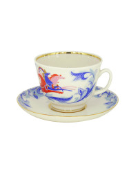 LOMONOSOV IMPERIAL PORCELAIN TEACUP AND SAUCER GIFT RUSSIAN TROIKA 375 ML/12.7OZ