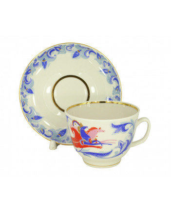 LOMONOSOV IMPERIAL PORCELAIN TEACUP AND SAUCER GIFT RUSSIAN TROIKA 375 ML/12.7OZ