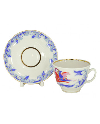 LOMONOSOV IMPERIAL PORCELAIN TEACUP AND SAUCER GIFT RUSSIAN TROIKA 375 ML/12.7OZ