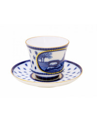 LOMONOSOV IMPERIAL PORCELAIN TEACUP AND SAUCER BANQUET SWAN BRIDGE 220 ml 7.4 oz