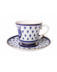 LOMONOSOV IMPERIAL PORCELAIN TEACUP AND SAUCER BANQUET SWAN BRIDGE 220 ml 7.4 oz