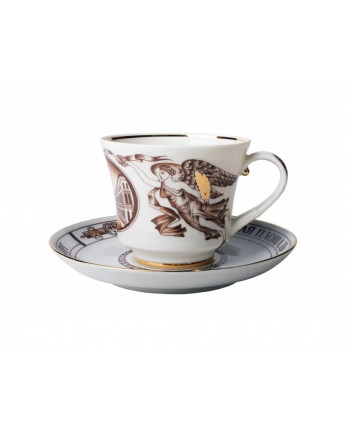 LOMONOSOV IMPERIAL PORCELAIN TEACUP AND SAUCER BANQUET PALACE SQUARE 220 ml 7.4 oz