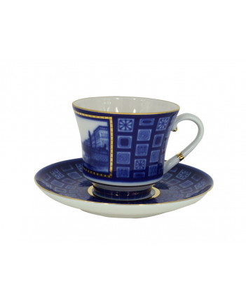 LOMONOSOV IMPERIAL PORCELAIN TEACUP AND SAUCER BANQUET EGYPTIAN BRIDGE 220 ml 7.4 oz