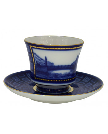 LOMONOSOV IMPERIAL PORCELAIN TEACUP AND SAUCER BANQUET EGYPTIAN BRIDGE 220 ml 7.4 oz