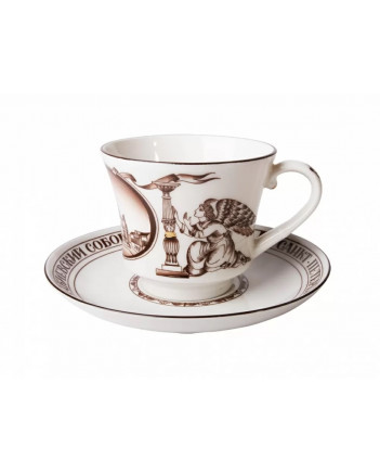 LOMONOSOV IMPERIAL PORCELAIN TEACUP AND SAUCER BANQUET ST.ISAAC'S SQUARE 220 ml 7.4 oz