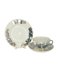 LOMONOSOV IMPERIAL PORCELAIN TEACUP TRIO TULIP MOONLIGHT