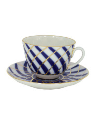 LOMONOSOV IMPERIAL PORCELAIN TEACUP AND SAUCER SPRING TODES 230 ML/7.8 OZ