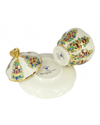 LOMONOSOV IMPERIAL PORCELAIN COVERED STEEP MUG AND SAUCER FANTASTIC FLOWER 250 ml/8.45 fl.oz