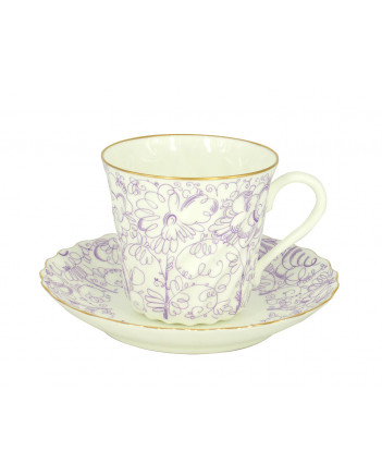 LOMONOSOV IMPERIAL BONE CHINA PORCELAIN ESPRESSO CUP TWISTED LITTLE GARDEN 155 ml/5.2 fl.oz