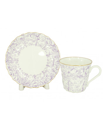 LOMONOSOV IMPERIAL BONE CHINA PORCELAIN ESPRESSO CUP TWISTED LITTLE GARDEN 155 ml/5.2 fl.oz