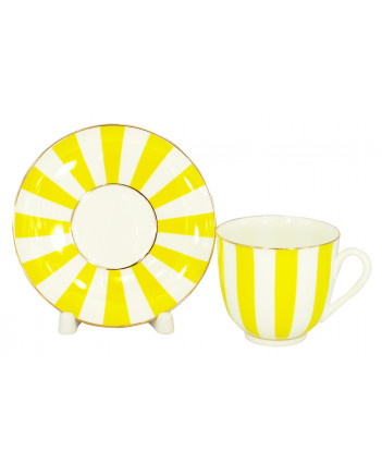 LOMONOSOV IMPERIAL BONE CHINA PORCELAIN ESPRESSO CUP YES AND NO YELLOW180 ml 6.1 fl.oz