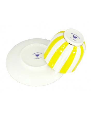 LOMONOSOV IMPERIAL BONE CHINA PORCELAIN ESPRESSO CUP YES AND NO YELLOW180 ml 6.1 fl.oz