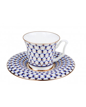 LOMONOSOV IMPERIAL BONE CHINA PORCELAIN COFFEE SET SERVICE COBALT NET YULIA 15 items