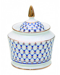 LOMONOSOV IMPERIAL BONE CHINA PORCELAIN COFFEE SET SERVICE COBALT NET YULIA 15 items