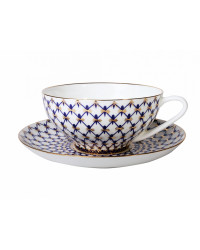 LOMONOSOV IMPERIAL BONE CHINA PORCELAIN TEA CUP DOME COBALT NET 300 ml/10.1 fl.oz