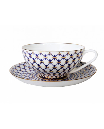 LOMONOSOV IMPERIAL BONE CHINA PORCELAIN TEA CUP DOME COBALT NET 300 ml/10.1 fl.oz
