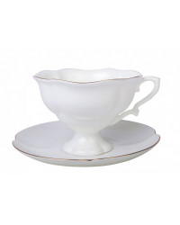LOMONOSOV IMPERIAL BONE CHINA PORCELAIN TEA CUP NATASHA GOLDEN EDGE 220 ml/7.4 fl.oz