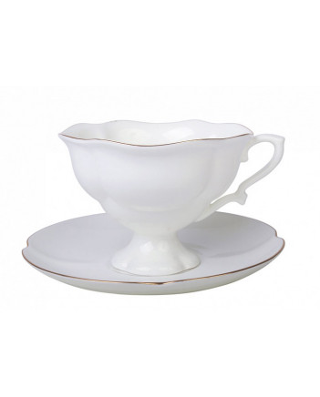LOMONOSOV IMPERIAL BONE CHINA PORCELAIN TEA CUP NATASHA GOLDEN EDGE 220 ml/7.4 fl.oz