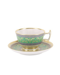 LOMONOSOV IMPERIAL PORCELAIN TEACUP AND SAUCER ALEXANDRIA GOLDEN 247 ML  8.35 oz