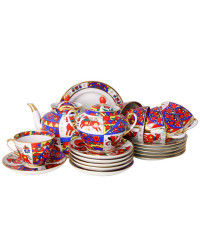 LOMONOSOV IMPERIAL PORCELAIN TEA SET SERVICE SPRING FOLK PATTERNS  20 items