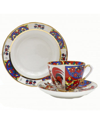 LOMONOSOV IMPERIAL PORCELAIN TEA SET SERVICE SPRING FOLK PATTERNS  20 items