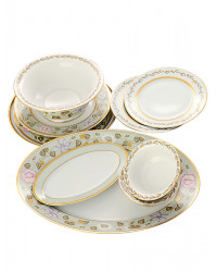 LOMONOSOV IMPERIAL PORCELAIN DINNER SET JADE BACKGROUND 24 items