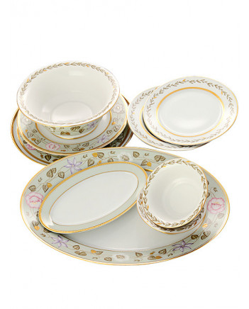 LOMONOSOV IMPERIAL PORCELAIN DINNER SET JADE BACKGROUND 24 items