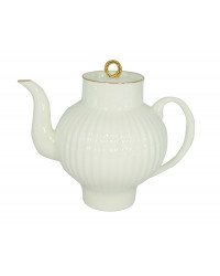 LOMONOSOV IMPERIAL BONE CHINA PORCELAIN TEAPOT WAVE GOLDEN EDGE 800 ML 27 oz