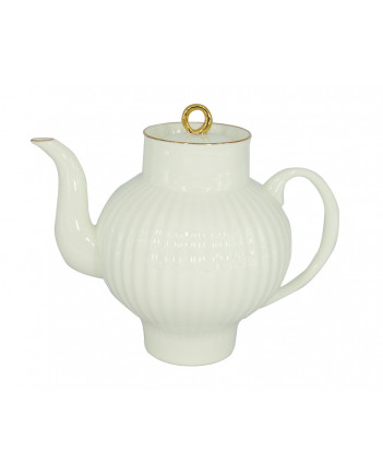 LOMONOSOV IMPERIAL BONE CHINA PORCELAIN TEAPOT WAVE GOLDEN EDGE 800 ML 27 oz