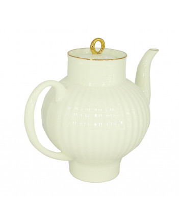 LOMONOSOV IMPERIAL BONE CHINA PORCELAIN TEAPOT WAVE GOLDEN EDGE 800 ML 27 oz